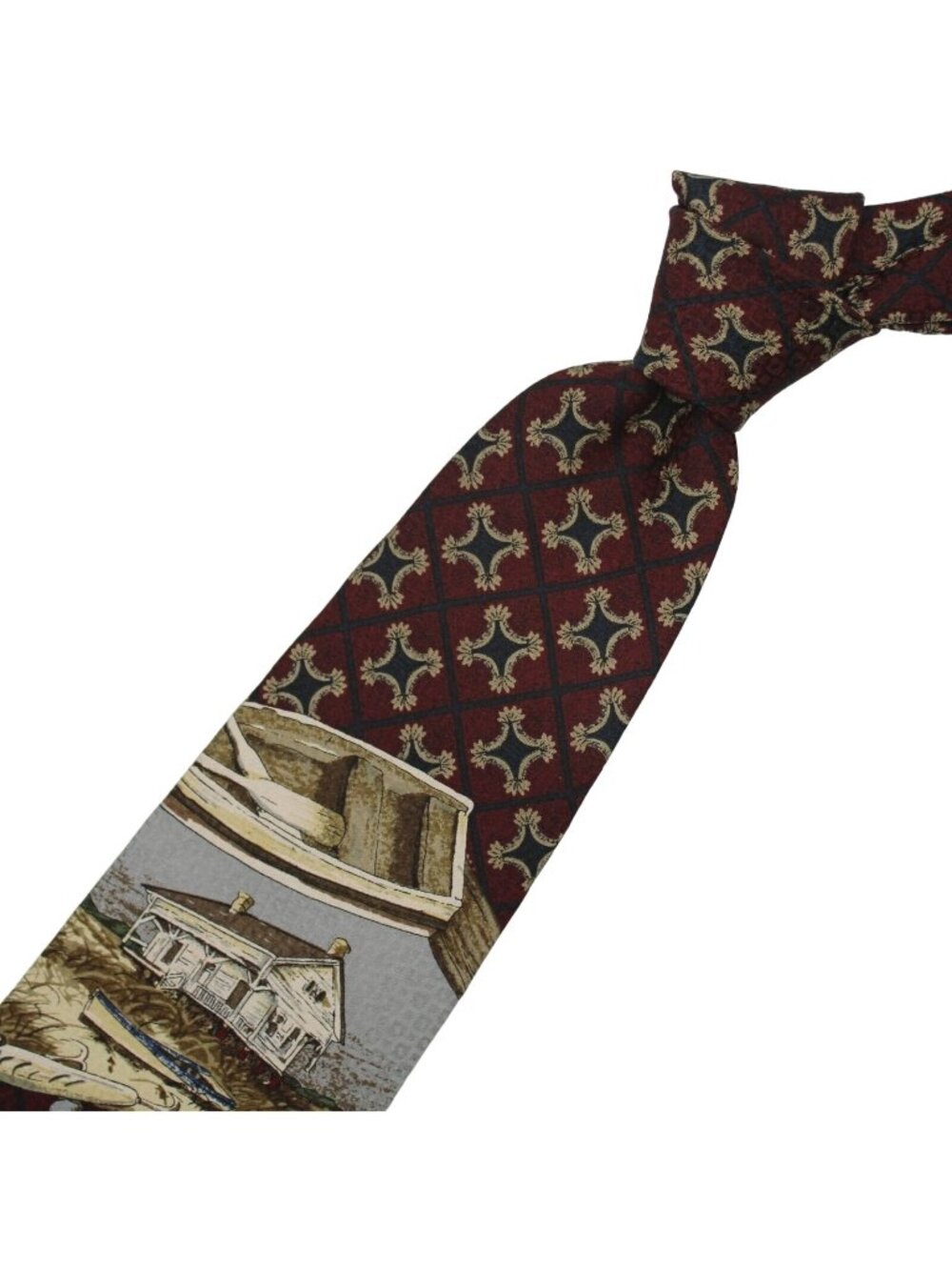 Keep America Beautiful Bob Timberlake Silk Necktie Rowboats North Carolina Shore